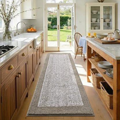 60x24 Long Bathroom Rugs Non Slip Washable, Soft Absorbent Bath Mat Greige