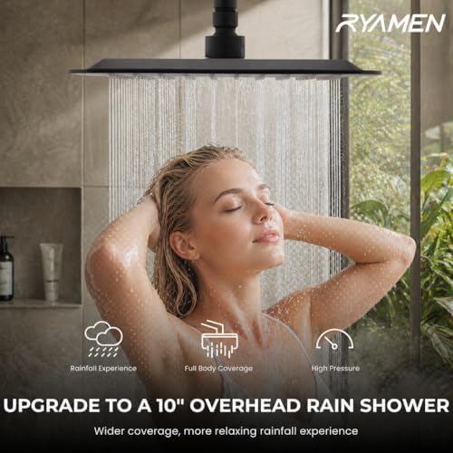 Ryamen Upgraded Filtered Shower Head with Handheld, 10 inch Rain Showerhead