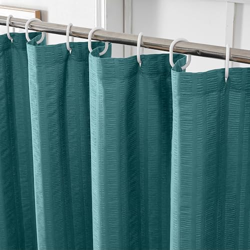 Aiyufeng Turquoise Shower Curtain for Bathroom, Embossed Textured Fabric Shower Curtain for Bathroom - Soft Cloth & Hotel Spa, Machine Washable, 72X84, Turquoise
