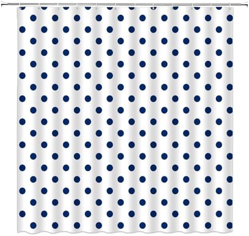 Polka Dot Shower Curtain Blue White Retro Spot Vintage Fabric Decorative Bathroom Curtains with Hooks,70" Wx78 H