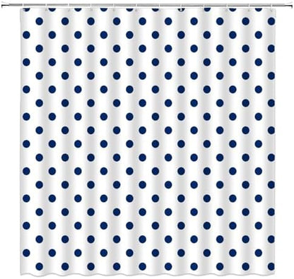 Polka Dot Shower Curtain Blue White Retro Spot Vintage Fabric Decorative Bathroom Curtains with Hooks,70" Wx78 H
