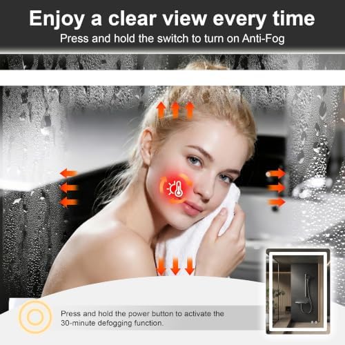LED Bathroom Mirror with Lights, 24 x 32 Lighted Vanity Wall Mirror