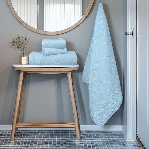 Tens Towels 8 Piece Towel Set, 2 XL Bath, 2 Hand, 4 Washcloth, Sky Blue