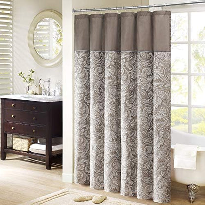 Madison Park Aubrey Shower Curtain for Bathroom, 72 x 72, Blue/Brown