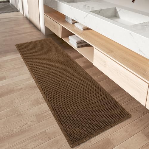 Upgraded Waffle Bath Mat Runner Absorbent Non Slip Bathroom Mat, 2' x 5'
