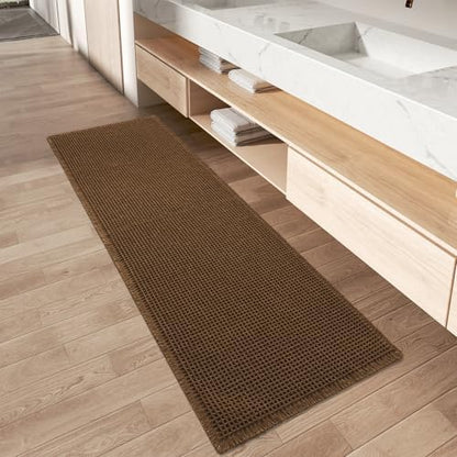 Upgraded Waffle Bath Mat Runner Absorbent Non Slip Bathroom Mat, 2' x 5'