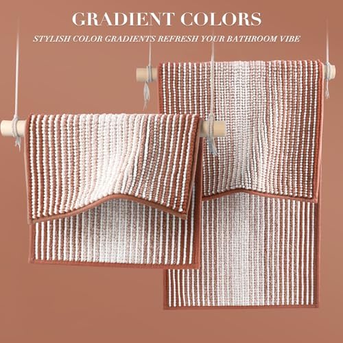BSICPRO Bathroom Rugs Sets 2 Piece, Non Slip Bath Mats, Caramel Brown