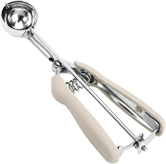 Cookie Scoop, 18/8 Stainless Steel Cookie Scooper, Cookie Scoops for Baking, 1 Tbsp/ 15 ml / 0.5 oz Cookie Dough Scoop, Ice Cream Scooper with Trigger Release, Cookie Scooper for Baking (#60 White)