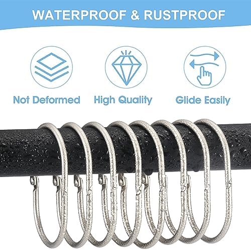 24 Pcs Shower Curtain Rings, Goowin Shower Curtain Hooks, Oval Snap Shower Rings for Curtain, Metal Shower Curtain Rings Rust Proof, Glide Smoothly Shower Hooks for Shower Curtain Rod (Matte Nickel)