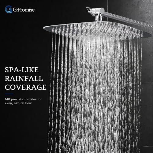 G-Promise All Metal 12" Rain Shower Head with Handheld for Bathroom Upgrade
