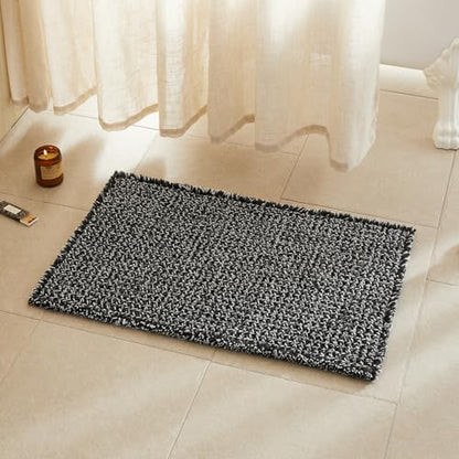 TYUU Waffle Bath Mat, Boho Bathroom Rugs Non Slip, 30x20 Black & White