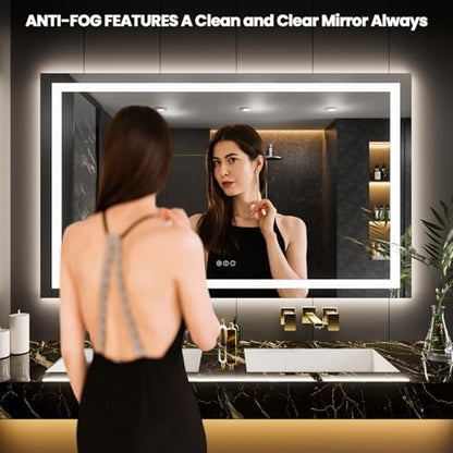 LOAAO 65"X40" LED Bathroom Mirror with Lights, UL Listed