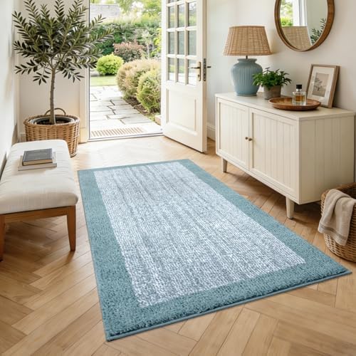 48x32 Bathroom Rugs Non Slip Washable, Soft Absorbent Bath Mat Dusty Blue