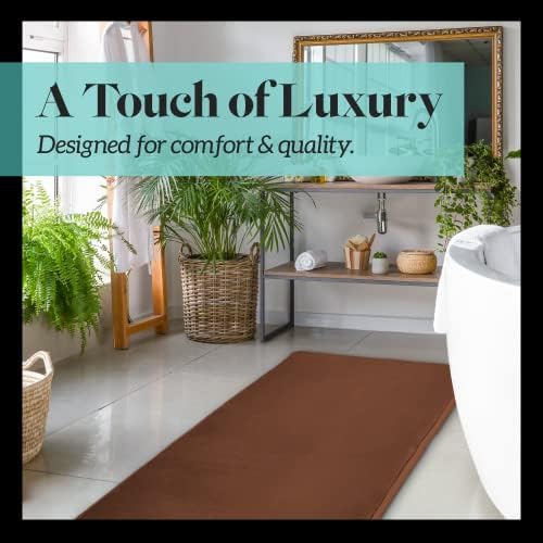 Memory Foam Bath Mat Non Slip Absorbent Super Cozy Velvet Bathroom Rug Carpet (22 inches X 42 inches, Brown)