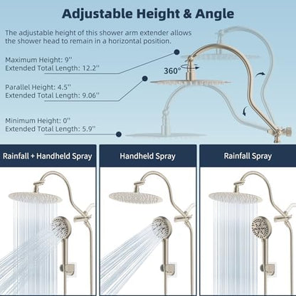 Hibbent All Metal cUPC Certified Shower Head, 10'' Rainfall Shower Head