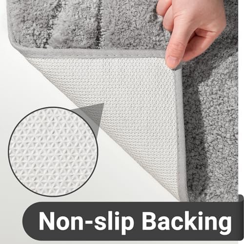 DEXDE Bathroom Rugs Runner 24x60 Long Non-Slip Bath Mats Floor Shower Gray