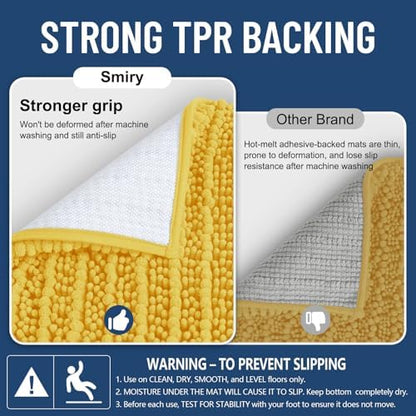 Smiry Bathroom Rugs 47X17, Extra Soft Rubber Backing Chenille Bath Mats