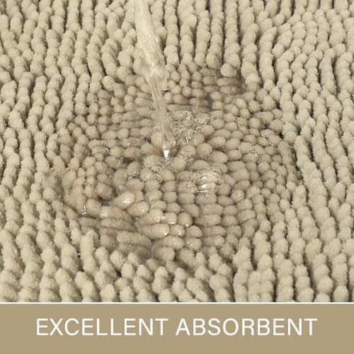 LOCHAS Luxury Bathroom Rug Shaggy Bath Mat 24 x 60 Inch, Beige