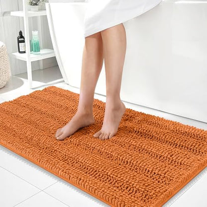 OLANLY Thick Bathroom Runner Rugs 44x24, Soft Chenille Long Bath Rugs, Clay