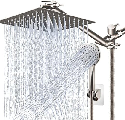 Shower Head Combo,12" Brushed Nickel High Pressure with 11" Extension Arm