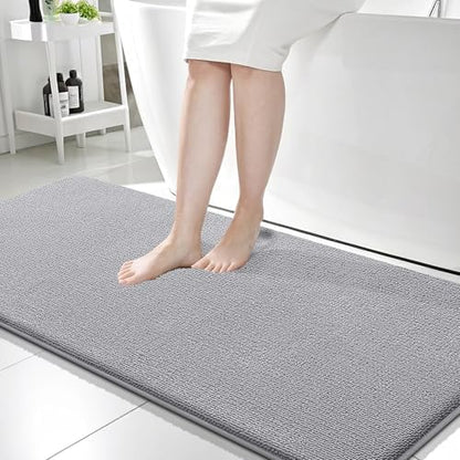 OLANLY Memory Foam Bathroom Runner Rug 59x24, Absorbent Long Bath Mat, Grey