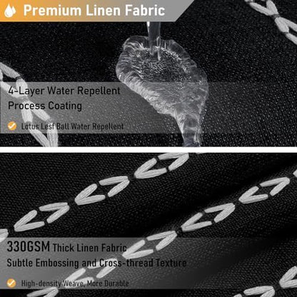 BTTN Small Boho Linen Heavy Duty Cloth Shower Curtain, 36x72, Black White