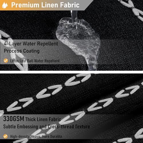 BTTN 72 x 90 Boho Linen Heavy Duty Cloth Shower Curtain Set, Black White