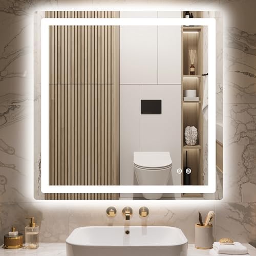 Delma 30x30 LED Bathroom Vanity Mirror with Lights, Anti-Fog, Dimmable