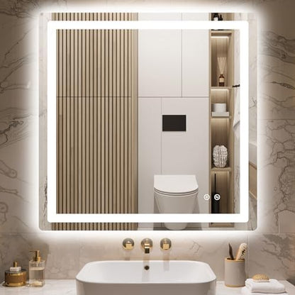 Delma 30x30 LED Bathroom Vanity Mirror with Lights, Anti-Fog, Dimmable