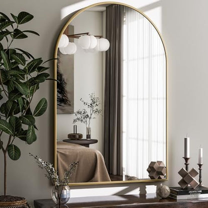 HARRITPURE 22"x30" Arched Bathroom Mirror Wall Mounted Gold Arch Mirror