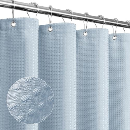 Gibelle Extra Long Fog Blue Fabric Shower Curtain, 72 x 84