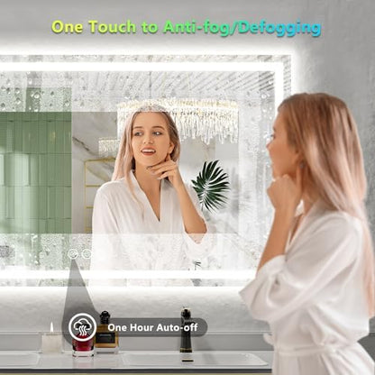 88x38 LED Bathroom Mirror with Lights, RGB Backlit Lighted Mirror