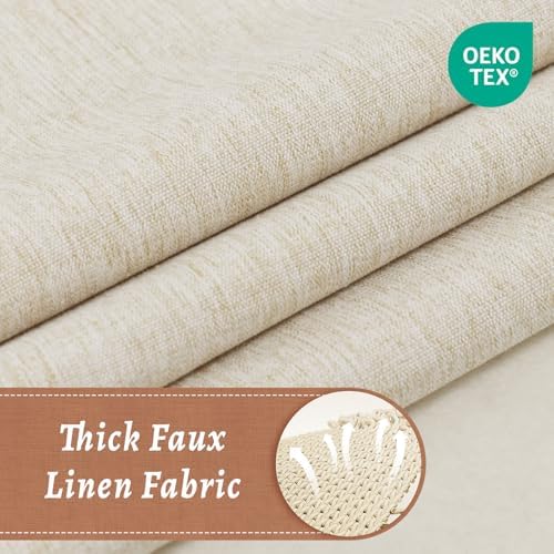 WONICY No Hook Shower Curtain with Snap-in Liner, Cream, 71 x 74