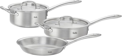 Fissler M5 Pro-Ply Stainless Steel 5 Piece Cookware Set, Made in Germany, Compatible with Induction, Gas, Electric Cooktops, 5-Ply Clad, Oven Safe up to 450°F