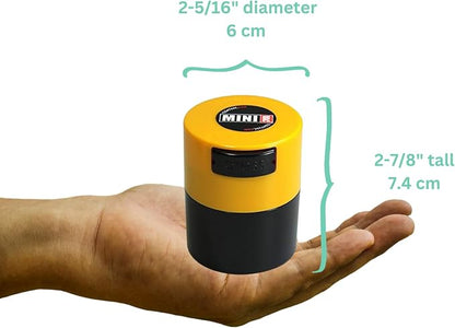 Minivac - 10g to 30 grams Airtight Multi-Use Vacuum Seal Portable Storage Container for Dry Goods, Food, and Herbs - Yellow Cap & Black Body