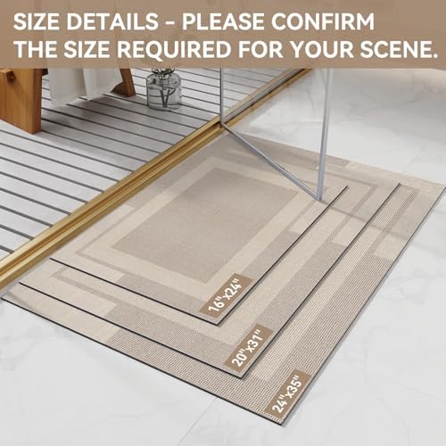 YDKGL Non Slip Bath Mat Thin Bathroom Rugs Fit Under Door Beige 24"x 35"