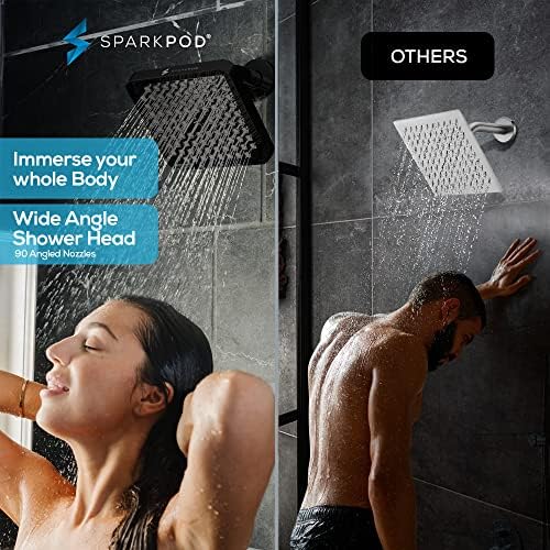 SparkPod Rain Shower Head, 8 Inch Square, Midnight Black Matte Finish