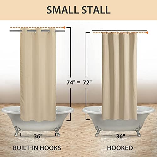 River Dream No Hook Stall Shower Curtain or Liner Microfiber Beige, 36x74