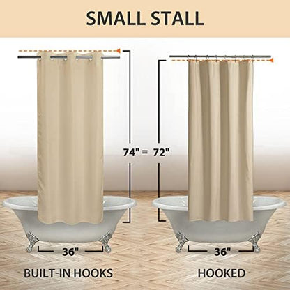 River Dream No Hook Stall Shower Curtain or Liner Microfiber Beige, 36x74