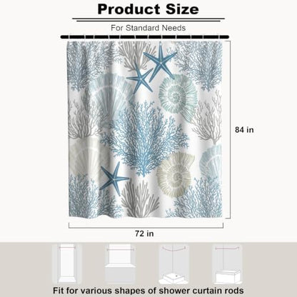 Cute Summer Ocean Shower Curtain Modern Luxury Coastal Seashell Nautical
