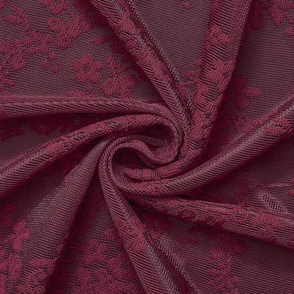 Burgundy Lace Shower Curtain, 72x72, Vintage Floral with Attached Valance