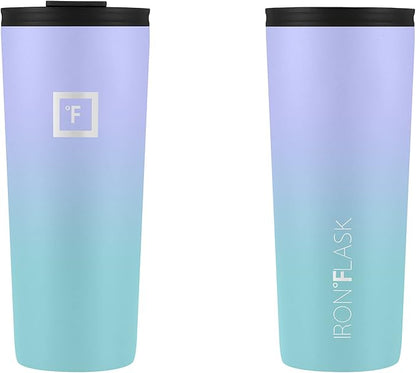 IRON °FLASK Classic Tumbler - Vacuum Insulated Stainless Steel Water Bottle, Double Walled, Drinking Cup, Insulated Travel Mug (Cotton Candy, 24 oz Solid Lid)