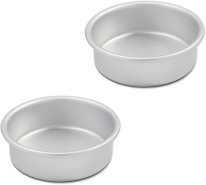 6 x 2 Inch Heart Shaped Cake Pans Set of 2, Aluminum Heart Cake Tin, Baking Cake Pan for Wedding, Party, Family Occasions, Chocolate, Bread. (Round, 5×2 Inch Round Cake Pan, Set of 2)