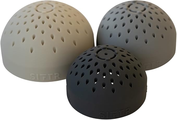 (GREY) Nesting Can Strainer Mini Colander Set - Space Saving Small Colanders and Strainers - Multi Use Kitchen Gadget - Silicone Can Strainer