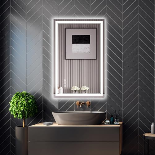 Ratsamee 24"x36" LED Bathroom Mirror with Lights, Backlit + Front Lit