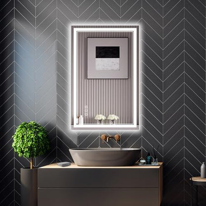Ratsamee 24"x36" LED Bathroom Mirror with Lights, Backlit + Front Lit