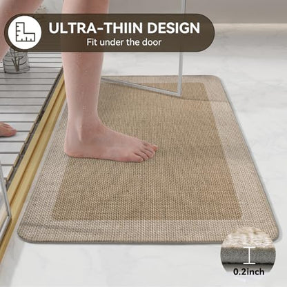 YDKGL Bath Mats for Bathroom, Non Slip Thin Bathroom Rugs, Brown 20x31