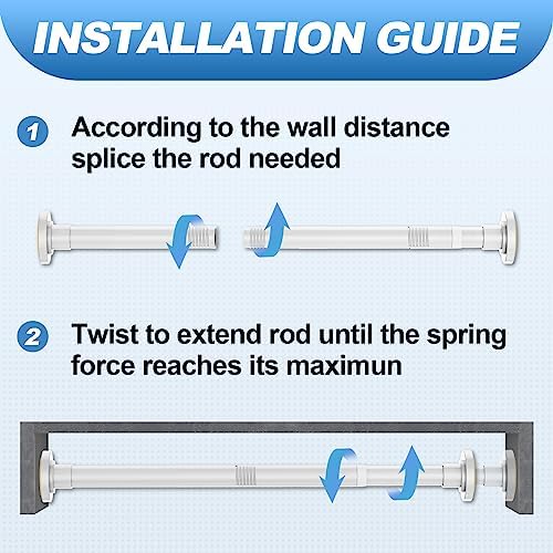 CorkLatta White Shower Curtain Rod 31 to 80 Inch,1 Inch Diameter Adjustable Spring Tension Stainless Steel Telescoping Rod,Easy Install,No Rust