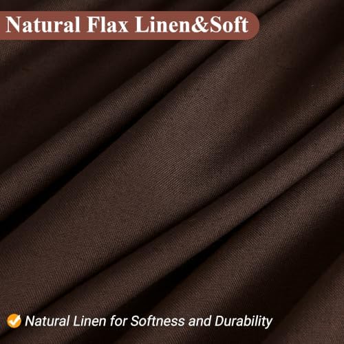 Naturoom Linen Shower Curtain 96 Inch Long for Bathroom Coffee Brown