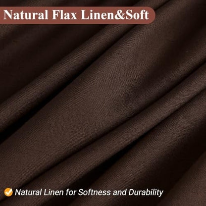 Naturoom Linen Shower Curtain 96 Inch Long for Bathroom Coffee Brown